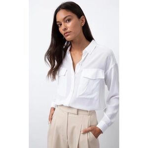 Rails Cori 100% Silk White Casual Button Down Shirt - XL